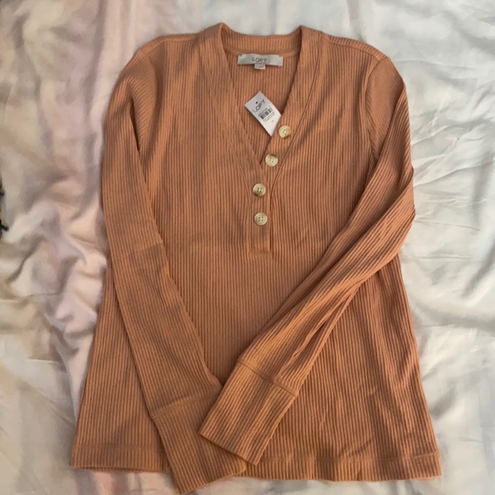 NWT Loft Waffle Henley